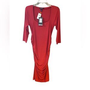 Isabella Oliver Sz 2 NWT Elegant Avery Red Ruching Stretch Maternity Maxi Dress